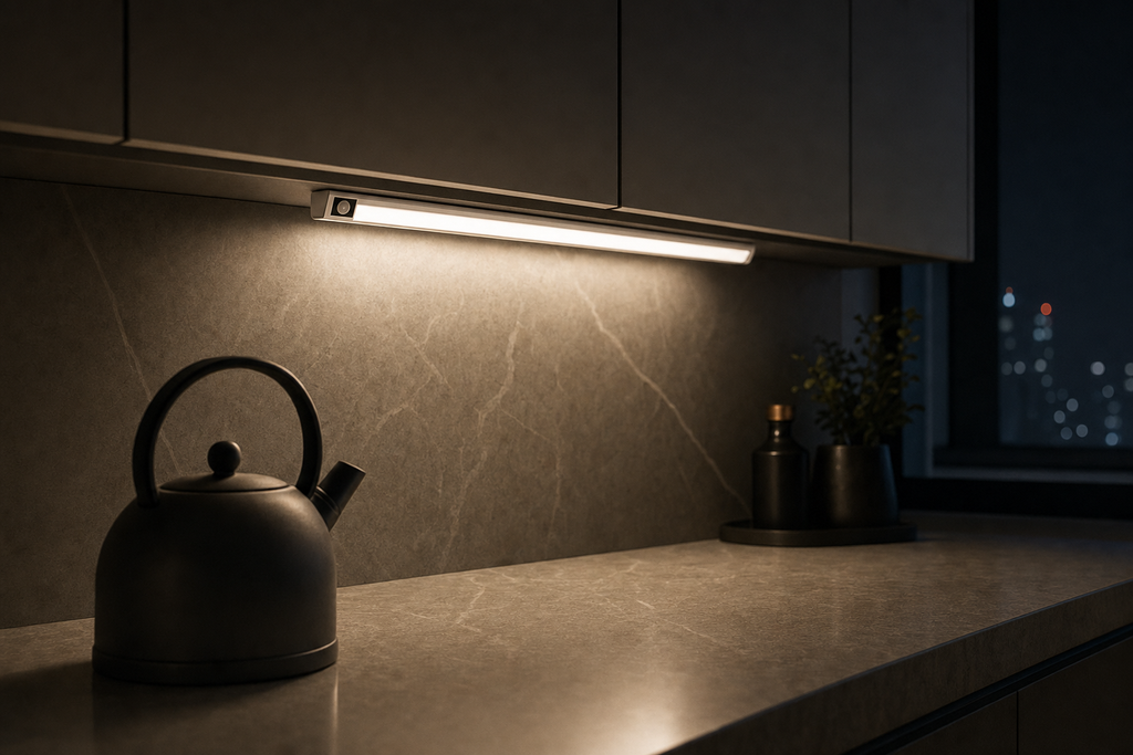 SlimGlow Wireless Under-Cabinet Light Bar — lifestyle photo