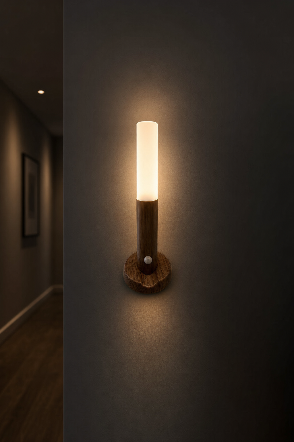 TimberGlow Wooden Motion Night Light — lifestyle photo