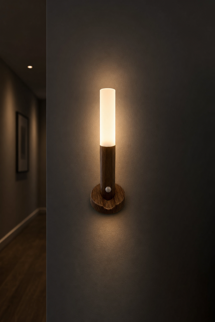 TimberGlow Wooden Motion Night Light — lifestyle photo